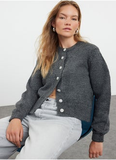 اشتري Anthracite Soft Textured Jewel Button Knitwear Cardigan TWOAW21HI0034 في مصر