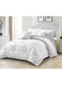 Buy COMFY COTTON 6 PC KING SIZE FLORAL DESIGN WHITE COMFORTER SET in UAE