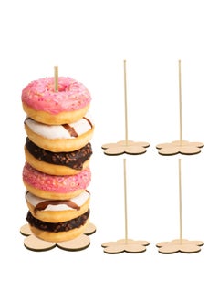 Buy 4Pcs Wood Donut Stand, Detachable Donut Display Stand, Reusable Donut Bagels Stand Holder, Dessert Bar Stand for Baby Shower Wedding Birthday Party Decor, 11.6x4.7 Inch (Flower Shape) in UAE