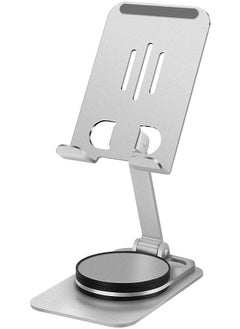 اشتري Stand, 360 Rotating Aluminum Alloy Mobile Stand, Vecolla Adjustable Phone Holder for Mobile Phone, Foldable iPhone Stand Mobile Holder Compatible With iPhone Samsung Redmi Oneplus(Silver) في الامارات