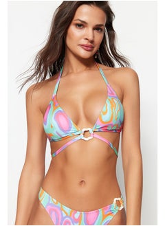 Buy Abstract Patterned Triangle Accessory Bikini Top TBESS23BU00265 in Egypt