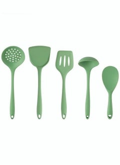 Buy 5 Piece Cookware Set Silicone Material Multifunctional Kitchen Utensils Dishwasher Safe Green in Saudi Arabia