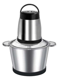 Buy 3L Electric Food Chopper/Meat Processor Vegetable Onion Grinder chopping machine steel bowl, 2 Speed Setting, Detachable Stainless Steel Quad 4 Blades, Power Rating 1200 Watt Silver in UAE