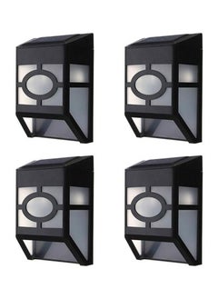 Buy 4-Piece Outdoor Solar LED Wall Lamp Black in Saudi Arabia