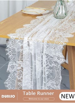 اشتري Lace Table Runner, Vintage Floral Table Runners, Boho Table Runne Hollow Embroidered Table Runner, Wedding Table Runner for Wedding Bridal Shower Baby Shower Party Table Decoratio في السعودية