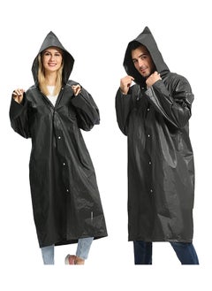 اشتري Raincoat Rain Poncho for Adults, 1 Pack EVA Rain Poncho for Women and Men Reusable Raincoat Jacket Packable for Family FishingTravelEmergency with Hood and Elastic Sleeving في الامارات