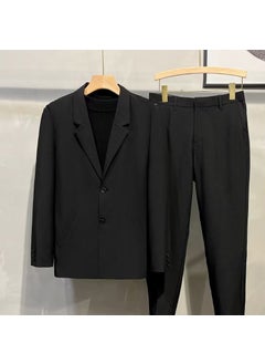 Buy Mens Casual Blazer Spring Autumn Fashion Loose Black Suit Black in UAE