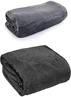 اشتري Mintra Microfiber Blanket, Super Soft, 100% Polyester (180 x 220 cm) - Black + Mintra Microfiber Blanket, Super Soft, 100% Polyester (130 x 180 cm) - Black في مصر