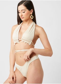 Buy Tie Detail Ribbed Bikini in UAE