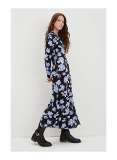 Buy Blue Large Floral Midi Shirt Dress in UAE