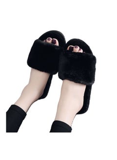 Buy black fur slipper for women40/41 in Egypt