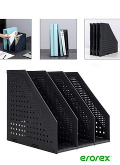 Buy Deli Collapsible Magazine File Holder/Desk Organizer for Office Organization and Storage with 3 Vertical Compartments in Saudi Arabia