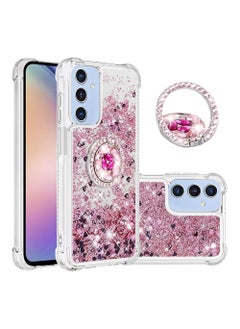 Buy for Samsung Galaxy A15 5G/4G Case with Ring Kickstand, Clear Glitter Bling Sparkle Quicksand Flowing Liquid Soft TPU ShockProof Protective Phone Cover for Samsung Galaxy A15 5G in UAE