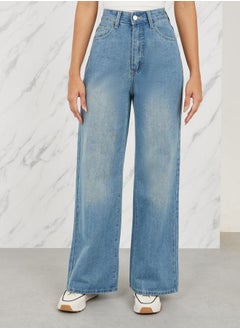 Buy Stone Wash High Rise Wide Leg Jeans in Saudi Arabia