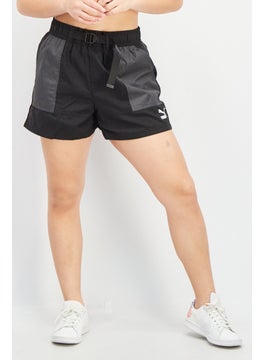 اشتري Women Sportswear Fit Brand Logo Training Woven Shorts, Black في الامارات