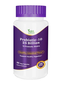 Buy NBL Natural, Probiotic-10, 25 Billion, with 10 Probiotic Strains, 50 Veg Capsules in Saudi Arabia