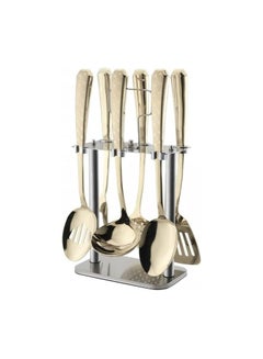 Buy Distribution set of 7 pieces, gold-plated stainless steel, stand - Oxford gold-plated, OX107 in Egypt