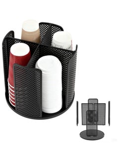 Buy 360° Rotatable Cup Organizer Paper Cup Dispenser and Lid Organizer Black in Saudi Arabia