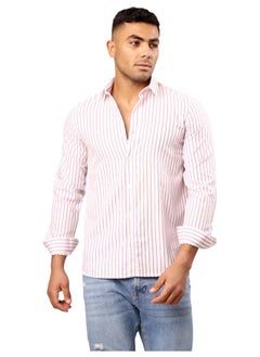 Buy Red & White Long Sleeves Elegant Striped Shirt in Egypt