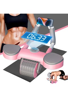 اشتري ABS Roller Wheel Core Exercise Equipment with Elbow Support and Timer for Men Women（Pink) في الامارات