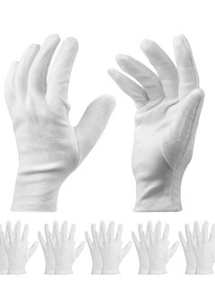 Buy White Cotton Gloves Large Moisturizing For Dry Hands Eczema, Overnight Lotion Spa 6 Pairs Jewelry Inspection Work in UAE