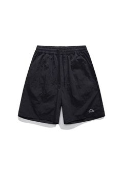 Buy Mens Summer Retro Casual Ice Silk Shorts Black in UAE