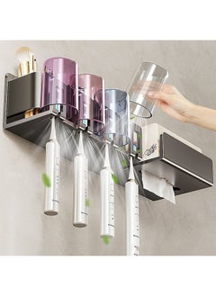 Buy HOOPZOZA Toothbrush Holder Premium Toothbrush Holder Wall mounted with 4 Cups Bathroom Accessories Set  Multi-Functional Toothbrush Organizer with 4 Slots in Saudi Arabia