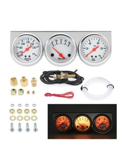 اشتري Triple Gauge Kit, 52mm 2-inch Auto Meter with Volt, Water Temperature, Oil Pressure Gauges, LED Light, for Cars, Marine Vehicles, Tractors, Trucks في الامارات