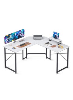 اشتري L-Shaped Gaming Desk with Monitor Stand - Computer Desk for Home Office, Corner Desk Table, Sturdy Writing Workstation في السعودية