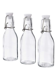 Buy Korken Bottle with stopper clear glass pack of 3 Bottles in Egypt