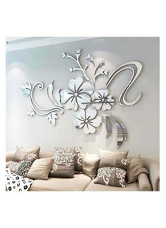 Buy Wall Stickers 3D Flower Mirror Family Wall Decals Living Room Wall Decor Mirror Stickers for Walls Decor Living Room Home Decorations Room Decor for Office Sofa Bedroom Mirror Decals 75*100cm in UAE