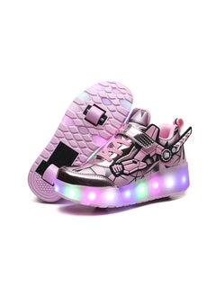 Buy Breathability Roller Shoes USB Charge Girls Boys Sneakers with Wheels LED Roller Skates Shoes in Saudi Arabia