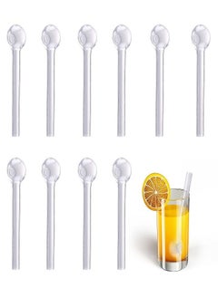 اشتري Pack of 10 Pieces Reusable Glass Drinking Straw Heat Resistant for Drinking Hot Tea Ice Tea and Milkshakes Juices في السعودية