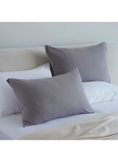 اشتري Snug Cotton Jersey 2-piece Pillow Case Set 50x75cm - Grey في الامارات