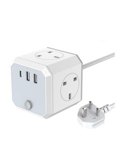 اشتري Multi Plug Extension Lead,4 Way 4 UK Standard Plugs Socket adapter,1.8M Extension Cord,2 USB,1 Type C Ports (5V/3.4A Max) for Home Dorm Office Travel في الامارات