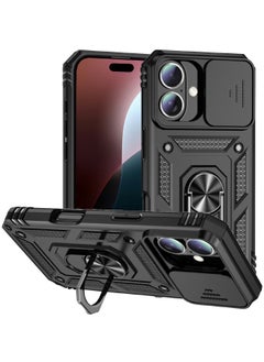 Buy iPhone 16 Cover, Slide Camera Cover, Built-in 360° Rotate Ring Kickstand, Military Grade Shockproof Test, Heavy Duty Shockproof Protective Case for iPhone 16 (2024), Black in UAE