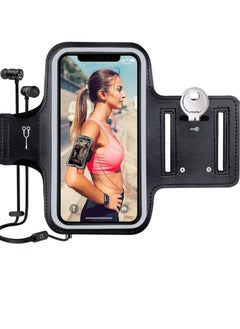 Buy Running Arm band for iPhone with Card Slot and Key Pockets Sports Arm Band Cell Phones Holder ( Black) in UAE