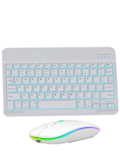 Buy Slim Bluetooth Keyboard and Mouse Combo for iPad Rechargeable Wireless Keyboard & Mouse with 7-Color Backlit Compatible with iPad 9th/8th Gen iPad Pro/Air/Mini iPhone14/13/12 Pro in UAE