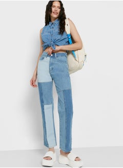 Buy Colorblock Mom Jeans in UAE