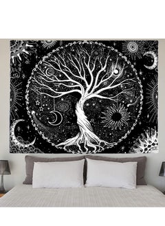 اشتري Tree of Life Tapestry, Black and White starry Tapestry Aesthetic Wall Hanging Tapestries Wall Hanging Nature Home Decorations for Bedroom,Living Room,Dorm (150×130cm/59"×51") في الامارات