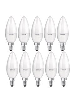 اشتري 10-Piece E14 Classic B40 Value 4.9W 2700K Frosted LED Bulb Warm White في الامارات