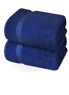 اشتري Premium Blue Bath Sheets – Pack of 2, 90cm x 180cm Large Bath Sheet Towel - 100% Cotton Ultra Soft and Absorbent Oversized Towels for Bathroom, Hotel & Spa Quality Towel by Infinitee Xclusives في الامارات