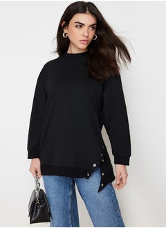 Buy Black Side Snap Detailed Knitted Swatshirt TCTSS24TW00003 in Egypt