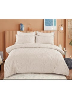 Buy COMFY 6 PC CREAM EMBROIDERED FLORAL COTTON KING SIZE COMFORTER SET in UAE