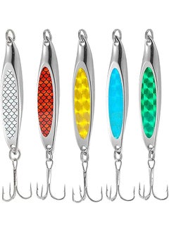 Buy Fishing Lure Set, 5 Pcs Metal Hooks, Lure Sequins Spoons with Hard Bait, Sea Lake Lure Tool for Saltwater Freshwater Trout Bass Salmon Fishing in UAE