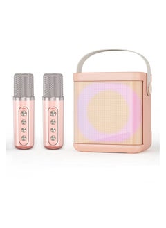 Buy YS307  LED Wireless Portable Karaoke Bluetooth Speaker with 2 Wireless Microphones Pink in UAE