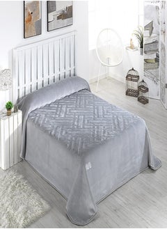 Buy Mora Blanket with relief engraving, model: F93 - Size: 160*220 - Color: Gray - 2 blankets - Weight: 4.45 kg - Country of origin: Spain. in Egypt