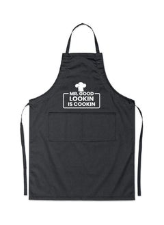 Buy Mr. Good Lookin Is Cookin Printed Apron Black/White 98x69.5cm in Saudi Arabia