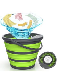 اشتري 10L Portable Washing Machine Mini Washing Machine Ultrasonic Turbine Wash Bucket Collapsible Automatic Mini Portable Washer for Underwear, Sock, Baby Clothes, Travel, Camping, Dorm, Apartment في السعودية