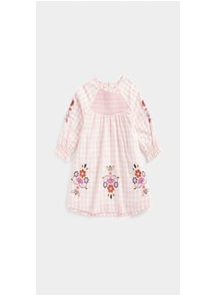 Buy Pink Check Smocked Dress in UAE